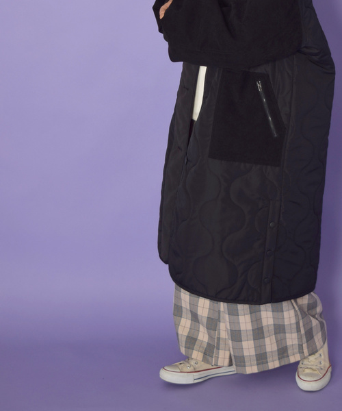 w closet(ダブルクローゼット)の「ひょうたんキルティングロングコート_(その他アウター・レディース・ブラック/カーキ・FREE)」の17枚目の写真