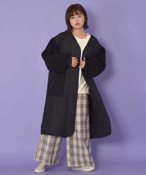 w closet(ダブルクローゼット)の「ひょうたんキルティングロングコート_(その他アウター・レディース・ブラック/カーキ・FREE)」の18枚目の写真