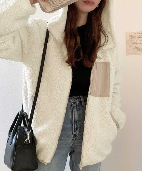 セール】ぽわん&もこふわ！ボリュームスリーブボアパーカー