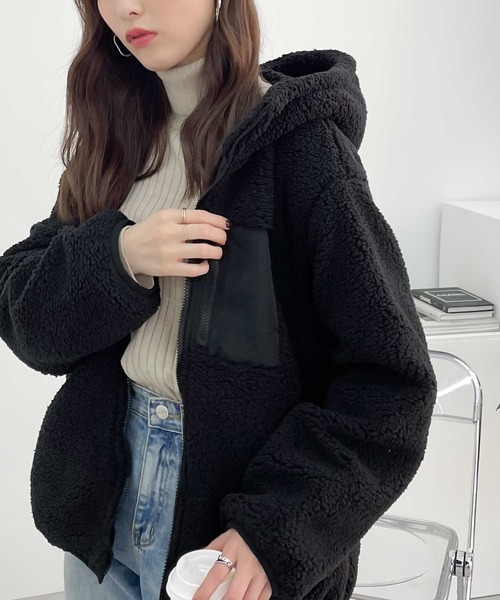 セール】ぽわん&もこふわ！ボリュームスリーブボアパーカー（ブルゾン