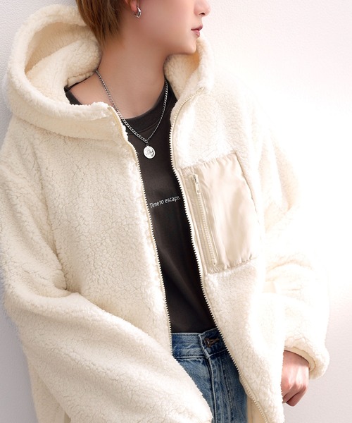 セール】ぽわん&もこふわ！ボリュームスリーブボアパーカー（ブルゾン