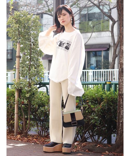 MURUA（ムルーア）の「ランダムリブニットパンツ（その他パンツ・レディース・アイボリー/ブラック/グリーン・FREE）」の10枚目の写真