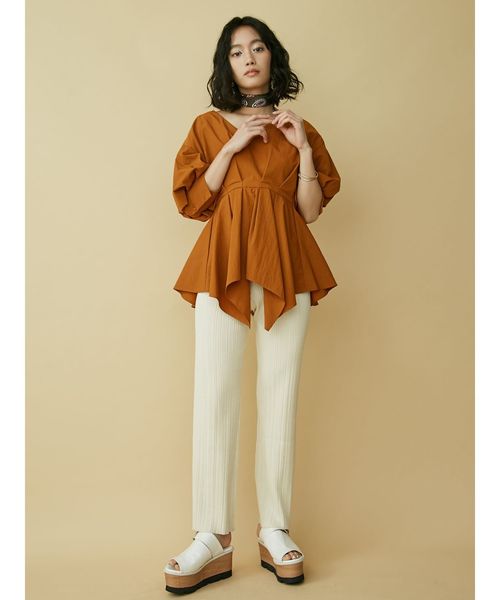 MURUA（ムルーア）の「ランダムリブニットパンツ（その他パンツ・レディース・アイボリー/ブラック/グリーン・FREE）」の12枚目の写真