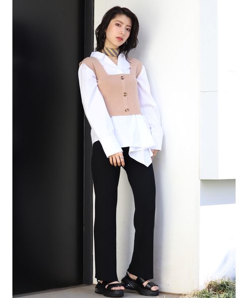 MURUA（ムルーア）の「ランダムリブニットパンツ（その他パンツ・レディース・アイボリー/ブラック/グリーン・FREE）」の13枚目の写真