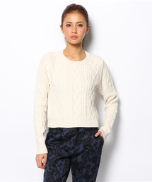 Ray BEAMS | Ray BEAMS / ケーブルクロップド クルーネックニット(ニット/セーター)