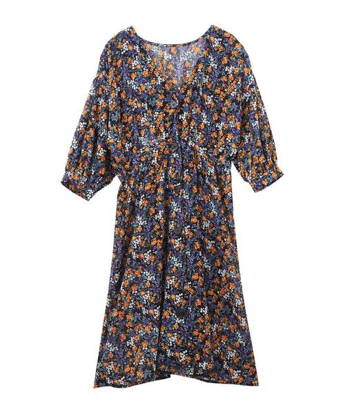 Luz Llena（ラズレナ）の「花柄前ボタンガウンワンピース（ワンピース・レディース・ブラック/パープル・MEDIUM）」の10枚目の写真