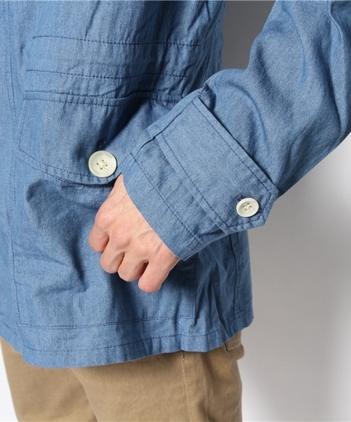 PLST（プラステ）の「Ｍen 2トーンデニムマウンテンパーカ（マウンテンパーカー・メンズ・インディゴブルー・LARGE/SMALL/MEDIUM）」の7枚目の写真