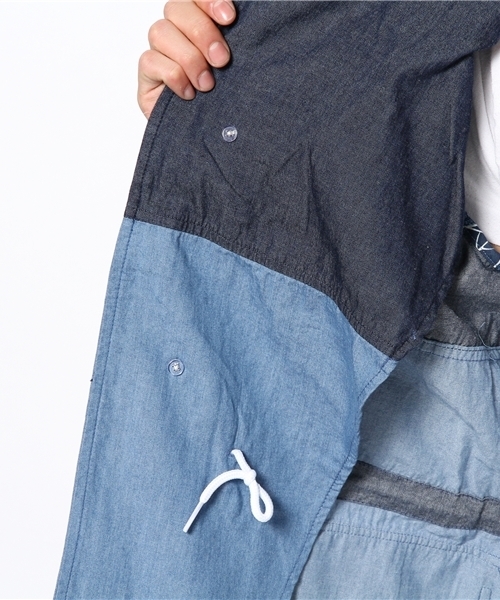 PLST（プラステ）の「Ｍen 2トーンデニムマウンテンパーカ（マウンテンパーカー・メンズ・インディゴブルー・LARGE/SMALL/MEDIUM）」の10枚目の写真