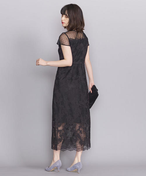 BEAUTY&YOUTH UNITED ARROWS（ビューティーアンドユースユナイテッドアローズ）の「BY DRESS レース×チュール フレンチスリーブロングドレス（ドレス・レディース・ライム/ネイビー・MEDIUM/SMALL）」の15枚目の写真