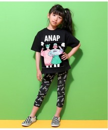 ANAP kids（アナップキッズ）の「ガールズプリントトップス×総柄レギンスセット（Tシャツ/カットソー・キッズ）」