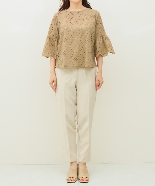 Social GIRL（ソーシャルガール）の「スカラップレースフレアスリーブブラウス（シャツ/ブラウス・レディース・ベージュ/パープル/ブラック/オフホワイト/ライトパープル/モカ/ダークパープル・LL/S/M/L/3L）」の20枚目の写真