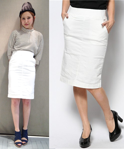 WHO'S WHO gallery（フーズフーギャラリー）の「ヒザ丈タイトスカート（スカート・レディース・ホワイト/ベージュ/ミント・FREE）」の2枚目の写真
