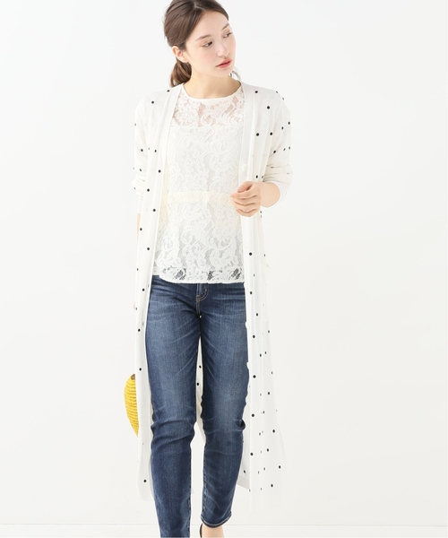 La TOTALITE(ラトータリテ)の「TORRAZZO DONNA ドットカーディガン【手洗い可能】◆(カーディガン/ボレロ・レディース・ホワイト/ブラック・FREE)」の2枚目の写真