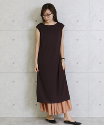 n'ee-ne | どっちも使える！スリット入りカットソーワンピース＆プリーツスカートセットアップ(ワンピース)