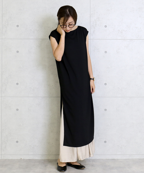 n'ee-ne（ネーネ）の「スリットカットソーワンピース＆プリーツスカートセットアップ（ワンピース・レディース・ブラック/ベージュ/ブラウン/カーキ・M/L）」の18枚目の写真