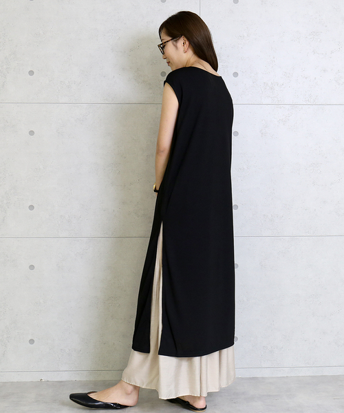 n'ee-ne（ネーネ）の「スリットカットソーワンピース＆プリーツスカートセットアップ（ワンピース・レディース・ブラック/ベージュ/ブラウン/カーキ・M/L）」の10枚目の写真