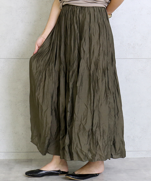 n'ee-ne（ネーネ）の「スリットカットソーワンピース＆プリーツスカートセットアップ（ワンピース・レディース・ブラック/ベージュ/ブラウン/カーキ・M/L）」の11枚目の写真