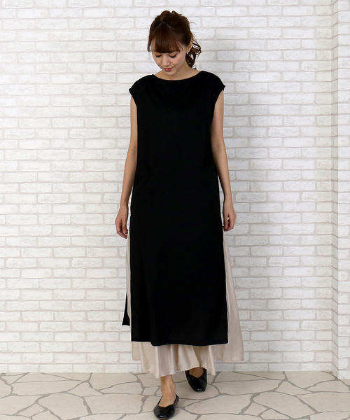 n'ee-ne（ネーネ）の「スリットカットソーワンピース＆プリーツスカートセットアップ（ワンピース・レディース・ブラック/ベージュ/ブラウン/カーキ・M/L）」の17枚目の写真