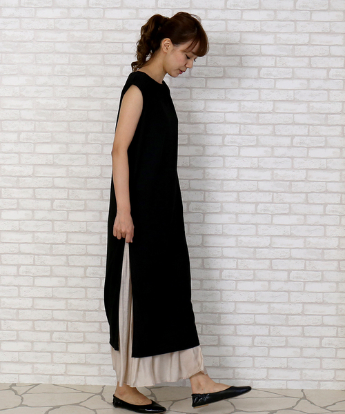 n'ee-ne（ネーネ）の「スリットカットソーワンピース＆プリーツスカートセットアップ（ワンピース・レディース・ブラック/ベージュ/ブラウン/カーキ・M/L）」の15枚目の写真