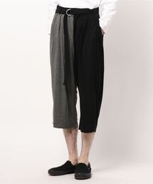 /Bl/ワイドパンツ クロップド丈 無地