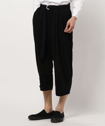 /Bl/ワイドパンツ クロップド丈 無地