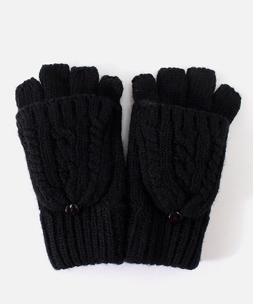 AZUL by moussy(アズールバイマウジー)の「CABLE KNIT 2WAY MITTEN/ケーブルニット2WAYミトン(手袋・レディース・ブラック/キャメル・FREE)」の12枚目の写真