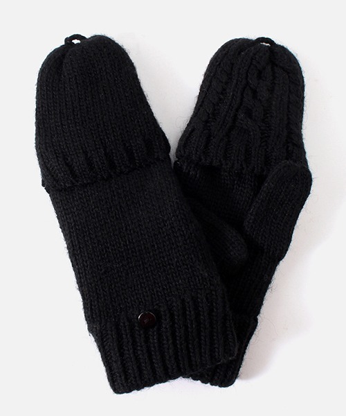 AZUL by moussy(アズールバイマウジー)の「CABLE KNIT 2WAY MITTEN/ケーブルニット2WAYミトン(手袋・レディース・ブラック/キャメル・FREE)」の9枚目の写真
