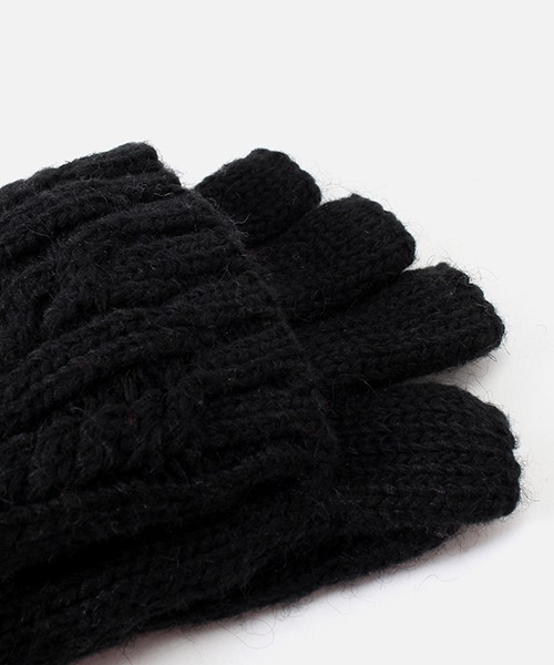 AZUL by moussy(アズールバイマウジー)の「CABLE KNIT 2WAY MITTEN/ケーブルニット2WAYミトン(手袋・レディース・ブラック/キャメル・FREE)」の8枚目の写真