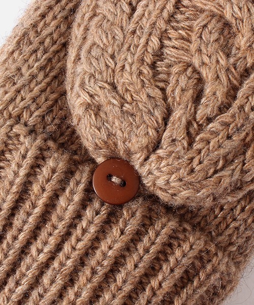 AZUL by moussy(アズールバイマウジー)の「CABLE KNIT 2WAY MITTEN/ケーブルニット2WAYミトン(手袋・レディース・ブラック/キャメル・FREE)」の5枚目の写真