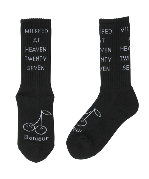 MILKFED.（ミルクフェド）の「BONJOUR SOCKS　（ソックス/靴下/ロゴ）（ソックス/靴下・レディース・ホワイト/ブラック/ライトパープル・ONE SIZE）」の3枚目の写真