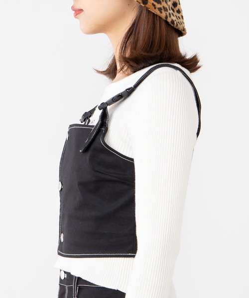 WEGO(ウィゴー)の「WEGO/【セットアップ対応商品】タックボタンステッチビスチェ(ベスト・レディース・ホワイト/ブラック/ブラック系その他2・FREE)」の8枚目の写真
