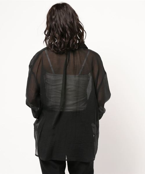 archives（アルシーヴ）の「シアーオープンカラーシャツ（シャツ/ブラウス・レディース・ブラック/アイボリー/シルバーグレー・MEDIUM）」の5枚目の写真