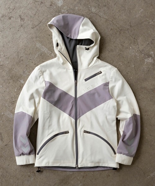 hummel(ヒュンメル)の「直営店・WEB限定 hummel(ヒュンメル)ストレッチカルゼコンビパーカー(パーカー・メンズ・ホワイト/ブラック/ベージュ・S/M/L/XL)」の1枚目の写真