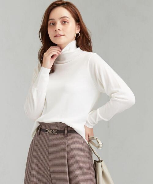 green label relaxing(グリーンレーベルリラクシング)の「D ウール シルク テンジク ハイネック プルオーバー ニット(ニット/セーター・レディース・ライラック/ネイビー/コバルトブルー/オフホワイト・FREE)」の12枚目の写真