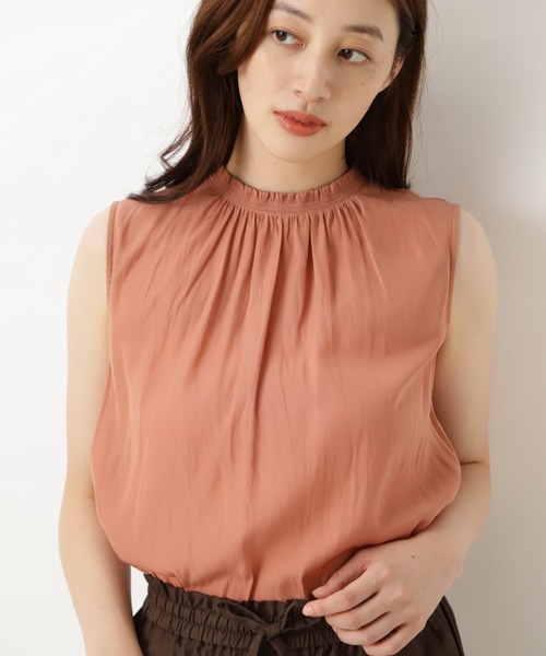 Natural Beauty Basic ナチュラルビューティベーシック の 割繊サテンギャザーブラウス シャツ ブラウス Wear