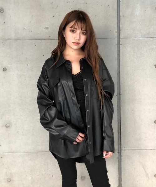 ENVYM(アンビー)の「フェイクレザーSHJK(デニムジャケット・レディース・グレー/ホワイト/ブラック・FREE)」の20枚目の写真