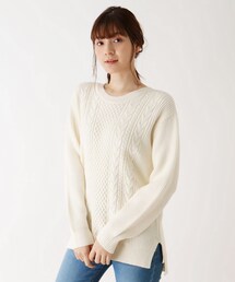 SHOO・LA・RUE | 【M-3L/洗濯機で洗えて毛玉になりにくい】もちもちケーブルニット(ニット/セーター)