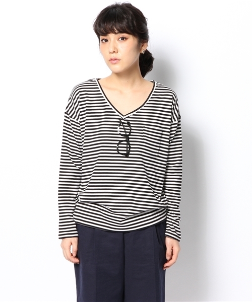 DISCOAT（ディスコート）の「【Discoat】スパンコールメガネVネックT（Tシャツ/カットソー・レディース・オフホワイト/グレー/ブラック/その他19・ﾌﾘ-）」の7枚目の写真