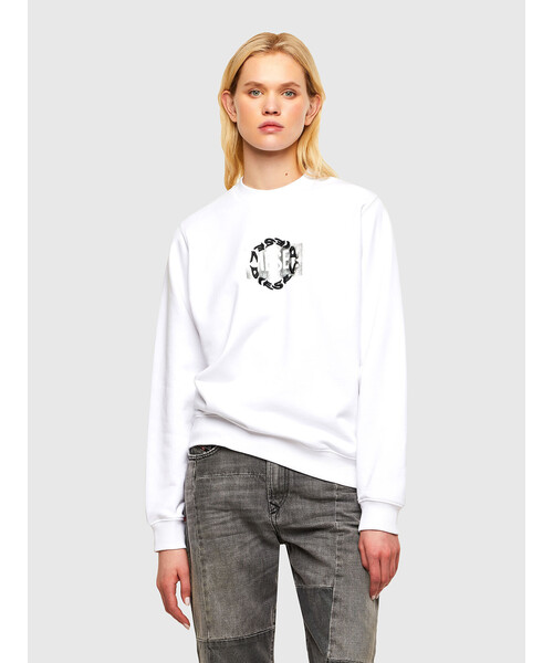 レディース スウェット トレーナー ロゴ プリント クルーネック