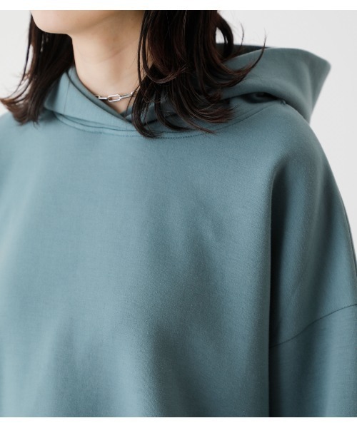AZUL by moussy（アズールバイマウジー）の「CARDBOARD MATERIAL HOODIE/カードボードマテリアルフーディ（パーカー・レディース・ベージュ/グリーン/ライトベージュ/ライム・MEDIUM/SMALL）」の6枚目の写真