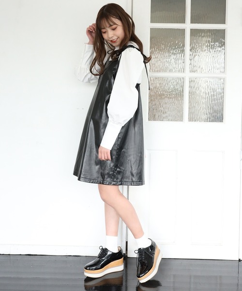 one after another NICE CLAUP（ワンアフターアナザーナイスクラップ）の「ブラウスセットミニキャミワンピース（ワンピース・レディース・ブラック/ブラック系その他/ベージュ/レオパード・FREE）」の15枚目の写真