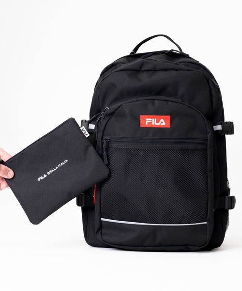 FILA（フィラ）の「【FILA/フィラ】大容量リュックサック マルチケース＆カラビナ付き 30L 3層式 バッグパック（バックパック/リュック・メンズ・トリコロール/ブラック/ブラック×ピンク/ブラック系その他/ブラック系1/ブラック×レッド・FREE）」の12枚目の写真