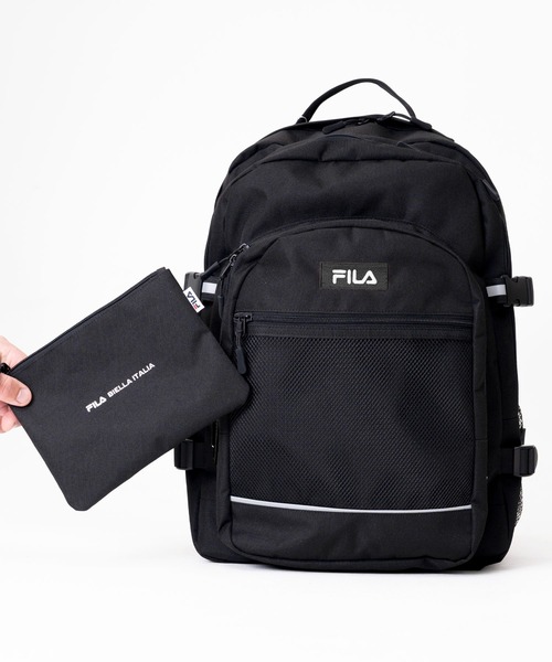 FILA（フィラ）の「【FILA/フィラ】大容量リュックサック マルチケース＆カラビナ付き 30L 3層式 バッグパック（バックパック/リュック・メンズ・トリコロール/ブラック/ブラック×ピンク/ブラック系その他/ブラック系1/ブラック×レッド・FREE）」の18枚目の写真