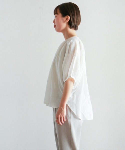 NOMBRE IMPAIR（ノンブルアンペール）の「インドコットンボイル ドルマンブラウス（シャツ/ブラウス・レディース・ホワイト/グリーン・FREE）」の10枚目の写真