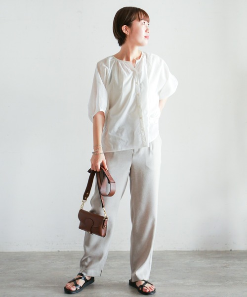 NOMBRE IMPAIR（ノンブルアンペール）の「インドコットンボイル ドルマンブラウス（シャツ/ブラウス・レディース・ホワイト/グリーン・FREE）」の3枚目の写真