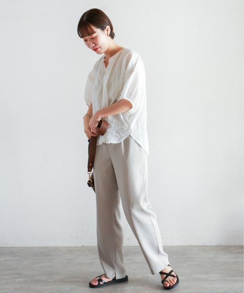 NOMBRE IMPAIR（ノンブルアンペール）の「インドコットンボイル ドルマンブラウス（シャツ/ブラウス・レディース・ホワイト/グリーン・FREE）」の4枚目の写真