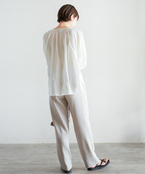 NOMBRE IMPAIR（ノンブルアンペール）の「インドコットンボイル ドルマンブラウス（シャツ/ブラウス・レディース・ホワイト/グリーン・FREE）」の6枚目の写真