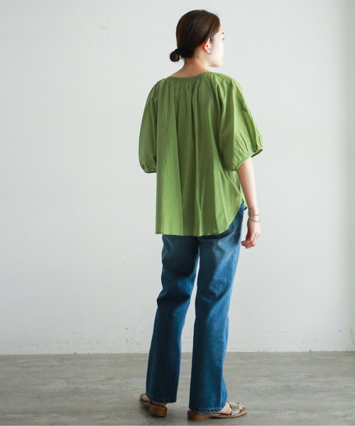 NOMBRE IMPAIR（ノンブルアンペール）の「インドコットンボイル ドルマンブラウス（シャツ/ブラウス・レディース・ホワイト/グリーン・FREE）」の18枚目の写真