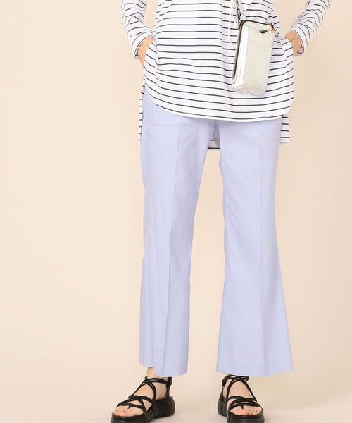 NOLLEY’S(ノーリーズ)の「【WEB限定カラーあり】麻調セミフレアパンツ(その他パンツ・レディース・チャコールグレー/ラベンダー/イエロー・36/38)」の2枚目の写真
