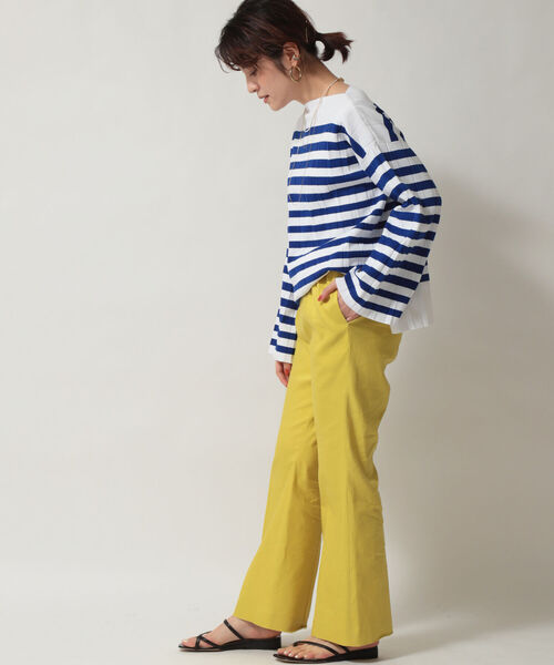 NOLLEY’S(ノーリーズ)の「【WEB限定カラーあり】麻調セミフレアパンツ(その他パンツ・レディース・チャコールグレー/ラベンダー/イエロー・36/38)」の8枚目の写真